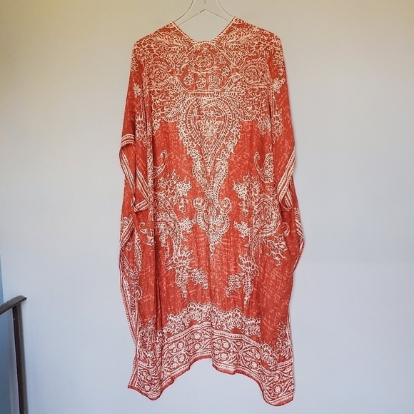 Breezy Lane Paisley Sheer Boho Open Front Kimono Swimsuit Coverup Duster Gypsy - Picture 9 of 10